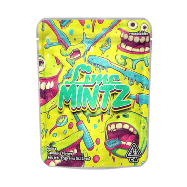 Lime Mintz Mylar Pouches Pre - Labeled - 3.5g (1/8oz)