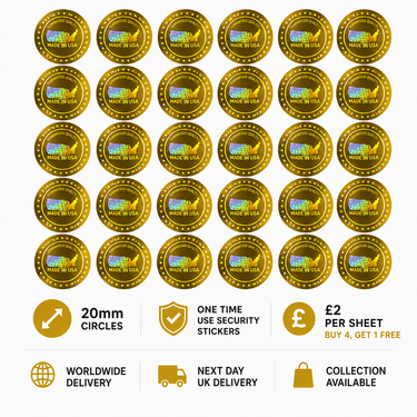 Made In USA 20mm Circle Holograms - Gold