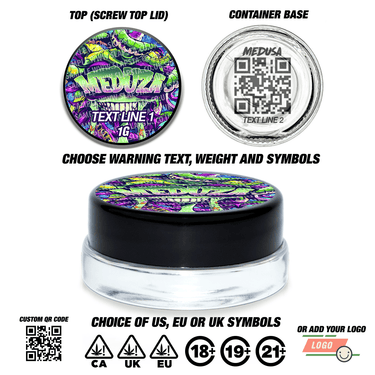 Medusa 7ml Glass Concentrate Jars - 16pcs / Top Label Only / Gloss