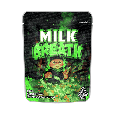 Milk Breath Mylar Pouches Pre - Labeled - 3.5g (1/8oz)