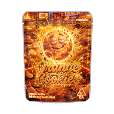 Orange Cookies Mylar Pouches Pre - Labeled - 3.5g (1/8oz)