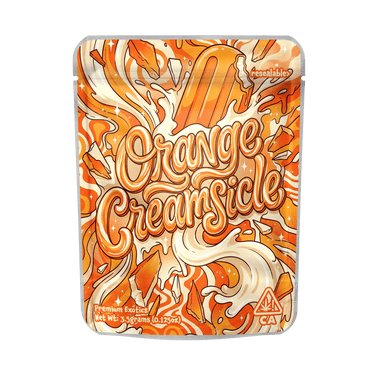 Orange Creamsicle Mylar Pouches Pre - Labeled - 3.5g (1/8oz)
