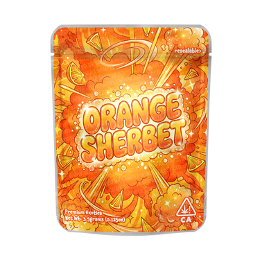 Orange Sherbet Mylar Pouches Pre - Labeled - 3.5g (1/8oz)