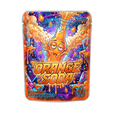 Orange Soda Mylar Pouches Pre - Labeled - 3.5g (1/8oz)