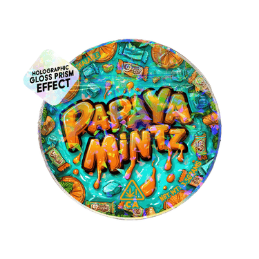 Papaya Mintz Circle Holo Mylar Sticker Packs - 3.5g (1/8oz)