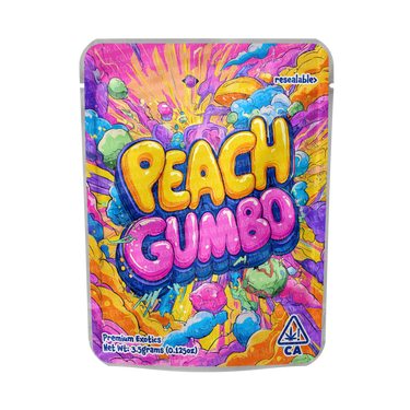 Peach Gumbo Mylar Pouches Pre - Labeled - 3.5g (1/8oz)