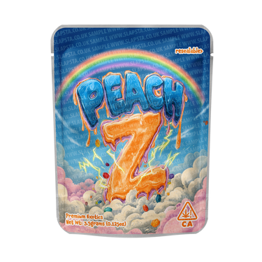 Peach Z Mylar Pouches Pre - Labeled - 3.5g (1/8oz)