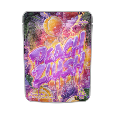 Peach Zlush Mylar Pouches Pre - Labeled - 3.5g (1/8oz)