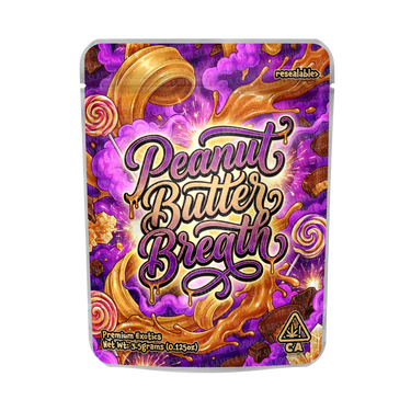 Peanut Butter Breath Mylar Pouches Pre - Labeled - 3.5g (1/8oz)