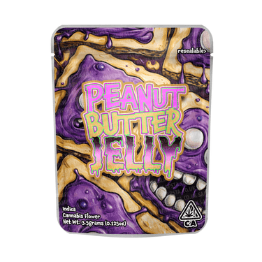 Peanut Butter Jelly Mylar Pouches Pre - Labeled - 3.5g (1/8oz)