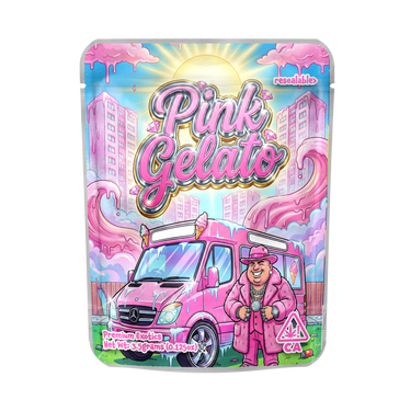 Pink Gelato Mylar Pouches Pre - Labeled - 3.5g (1/8oz)