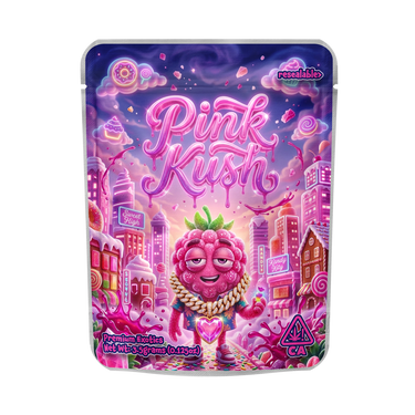 Pink Kush Mylar Pouches Pre - Labeled - 3.5g (1/8oz)