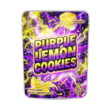 Purple Lemon Cookies Mylar Pouches Pre - Labeled - 3.5g (1/8oz)