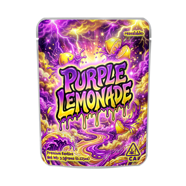 Purple Lemonade Mylar Pouches Pre - Labeled - 3.5g (1/8oz)
