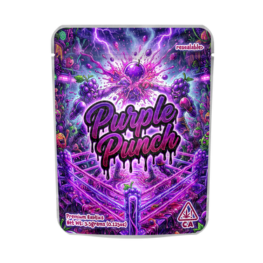 Purple Punch Mylar Pouches Pre - Labeled - 3.5g (1/8oz)
