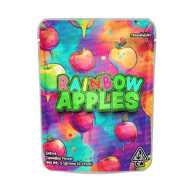 Rainbow Apples Mylar Pouches Pre - Labeled - 3.5g (1/8oz)