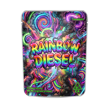 Rainbow Diesel Mylar Pouches Pre - Labeled - 3.5g (1/8oz)