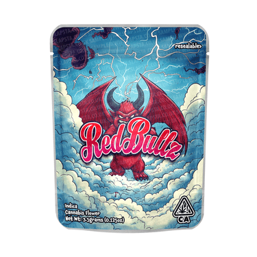 Red Bullz Mylar Pouches Pre - Labeled - 3.5g (1/8oz)
