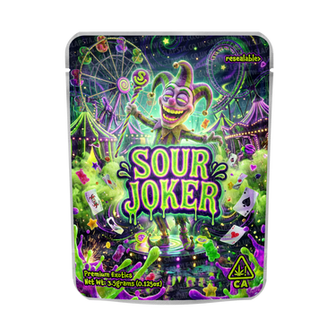 Sour Joker Mylar Pouches Pre - Labeled - 3.5g (1/8oz)
