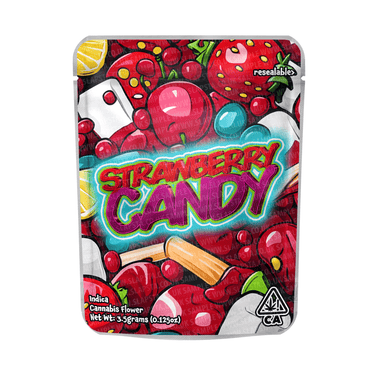 Strawberry Candy Mylar Pouches Pre - Labeled - 3.5g (1/8oz)