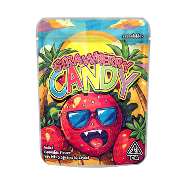 Strawberry Candy Mylar Pouches Pre - Labeled - 3.5g (1/8oz)