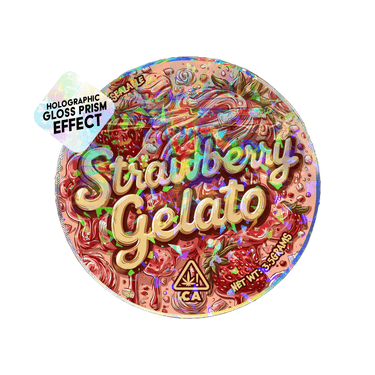 Strawberry Gelato Circle Holo Mylar Sticker Packs - 3.5g (1/8oz)