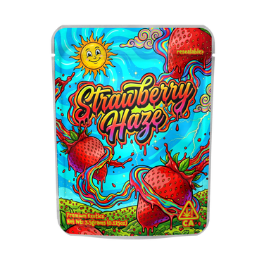 Strawberry Haze Mylar Pouches Pre - Labeled - 3.5g (1/8oz)