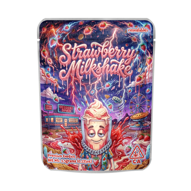 Strawberry Milkshake Mylar Pouches Pre - Labeled - 3.5g (1/8oz)