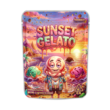 Sunset Gelato Mylar Pouches Pre - Labeled - 3.5g (1/8oz)