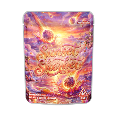 Sunset Sherbet Mylar Pouches Pre - Labeled - 3.5g (1/8oz)