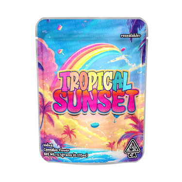 Tropical Sunset Mylar Pouches Pre - Labeled - 3.5g (1/8oz)