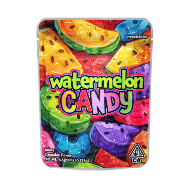 Watermelon Candy Mylar Pouches Pre - Labeled - 3.5g (1/8oz)