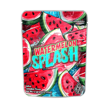 Watermelon Splash Mylar Pouches Pre - Labeled - 3.5g (1/8oz)