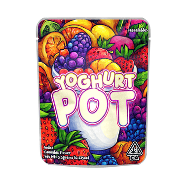 Yoghurt Pot Mylar Pouches Pre - Labeled - 3.5g (1/8oz)