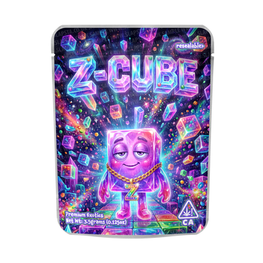 Z - Cube Mylar Pouches Pre - Labeled - 3.5g (1/8oz)