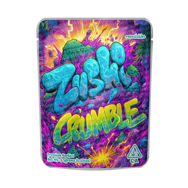 Zushi Crumble Mylar Pouches Pre - Labeled - 3.5g (1/8oz)