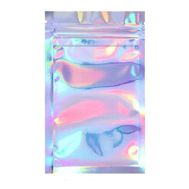 1 Ounce (28g) Child Resistant Mylar Bags Holographic/Clear - 50pcs