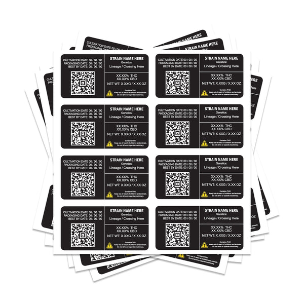 11x5.5cm Rectangle QR Strain Labels - SLAPSTA