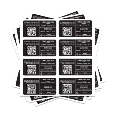 11x5.5cm Rectangle QR Strain Labels - 50pcs / Black / California Regulations