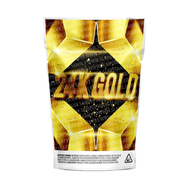 24K Gold Mylar Pouches Pre-Labeled - 3.5g (1/8oz) / No / 16pcs
