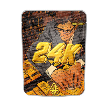 24K Mylar Pouches Pre - Labeled - 3.5g (1/8oz)