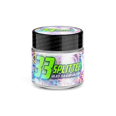 33 Splitter Glass Jars Pre - Labeled - 3.5grams (1/8oz)