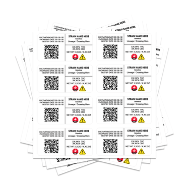 8x4cm Rectangle QR Strain Labels - 50pcs / White / Canada Regulations