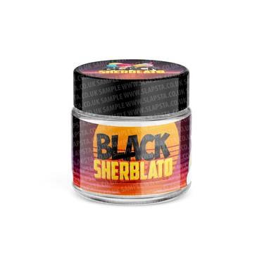 Black Sherblato Glass Jars Pre - Labeled - 3.5grams (1/8oz)