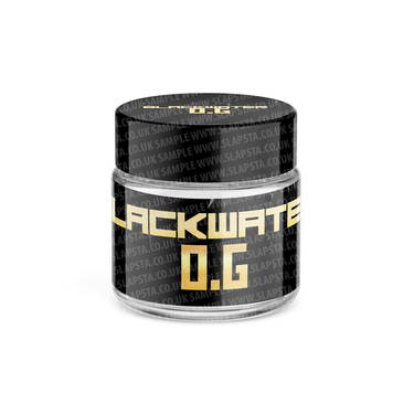 Black Water OG Glass Jars Pre - Labeled - 3.5grams (1/8oz)