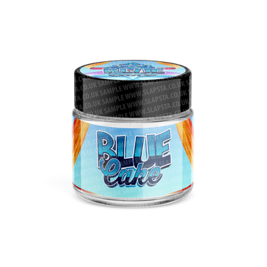 Blue Cake Glass Jars Pre - Labeled - 3.5grams (1/8oz)