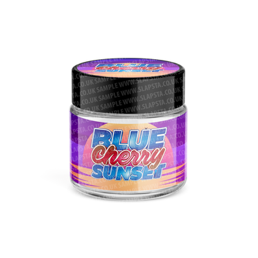 Blue Cherry Sunset Glass Jars Pre - Labeled - 3.5grams (1/8oz)