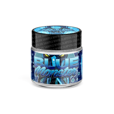 Blue Monster Glass Jars Pre - Labeled - 3.5grams (1/8oz)