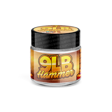 9LB Hammer Glass Jars Pre - Labeled - 3.5grams (1/8oz)