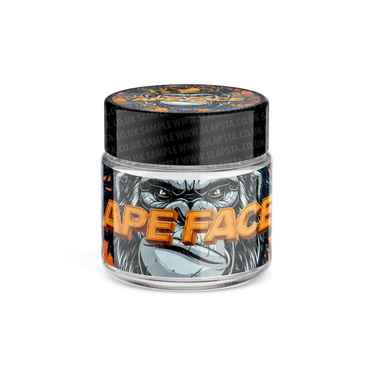 Ape Face Glass Jars Pre - Labeled - 3.5grams (1/8oz)